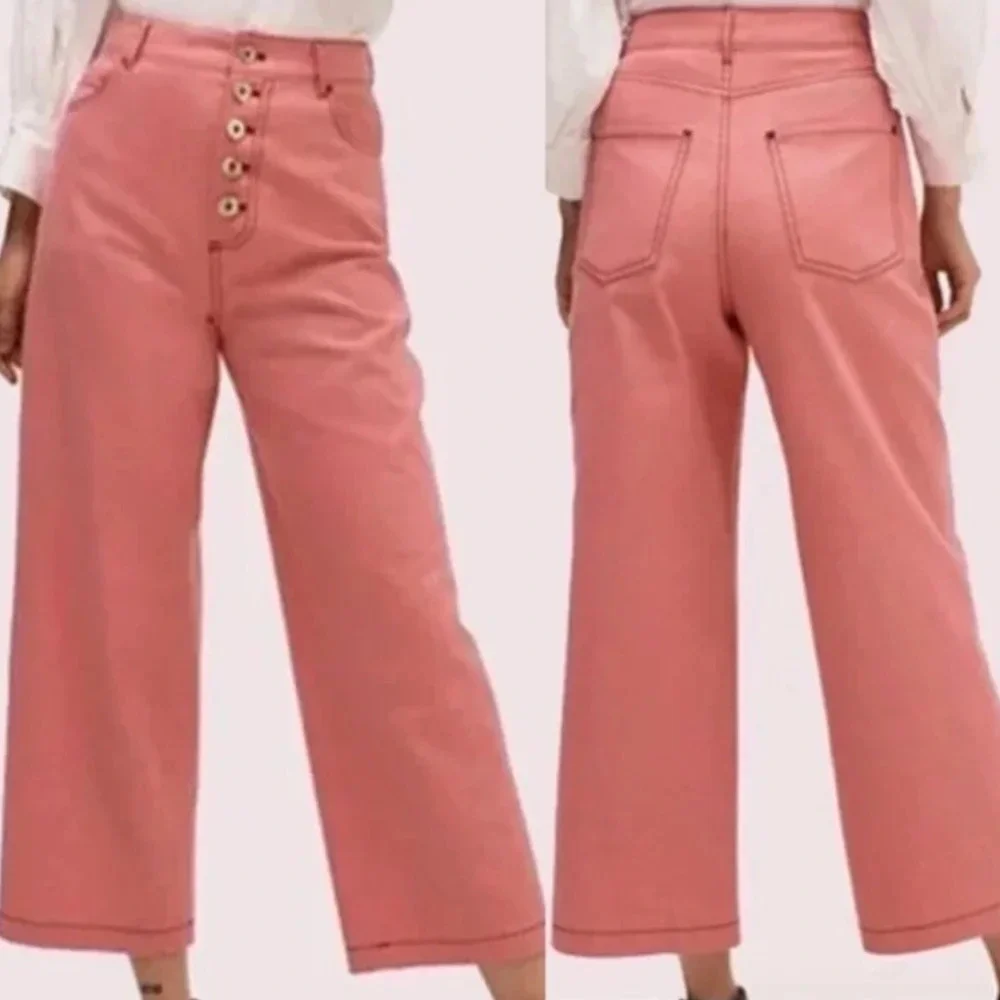 Kate Spade Heather Basket Weave Pant in Raspberry. Sz 2